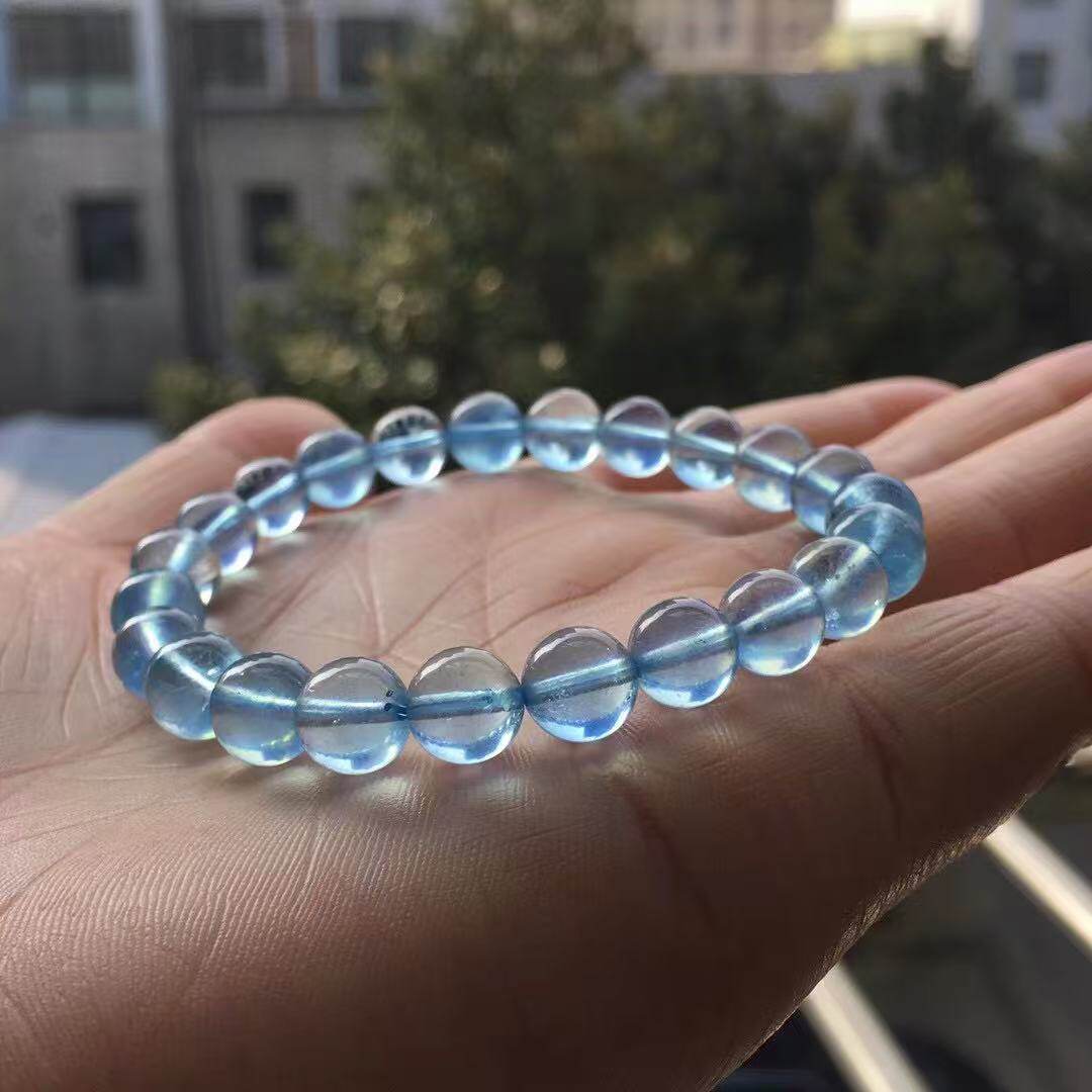 净体8MM海蓝宝手链五行补水缺水者佩戴