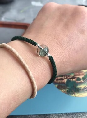 10MM绿幽灵珠珠补木五行绳手链