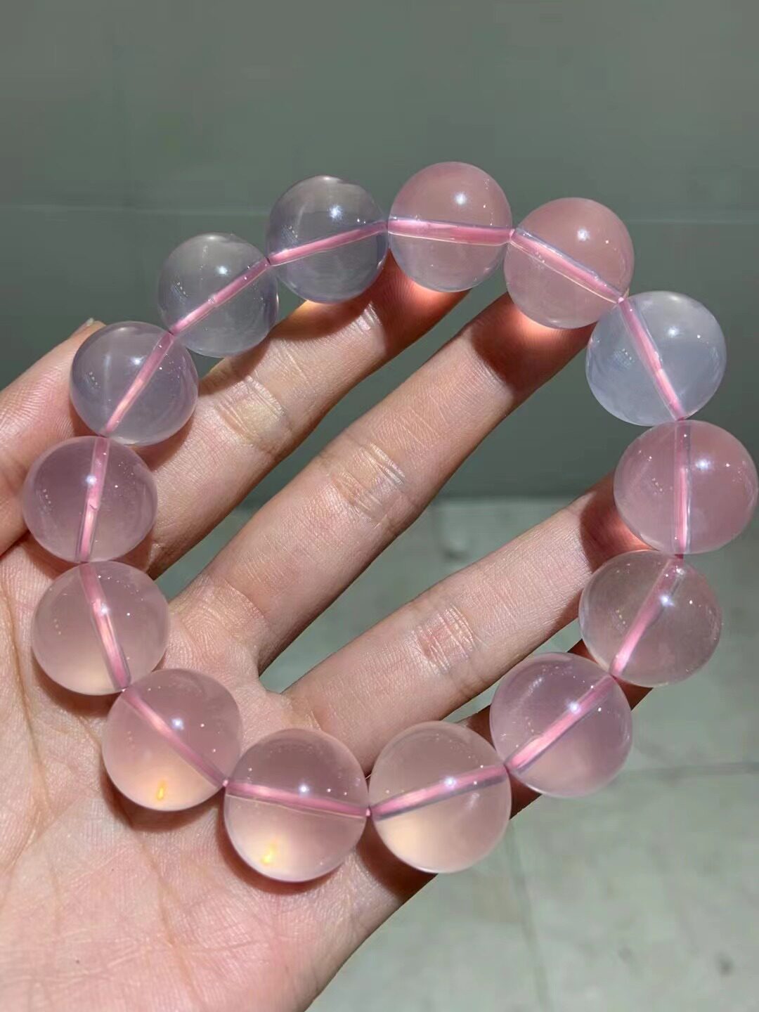 星光粉水晶手链15MM自信独立霸气女王款