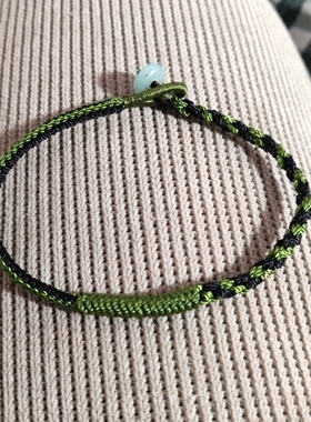 补木补水五行绳手链军绿加黑色缺木缺水者佩戴
