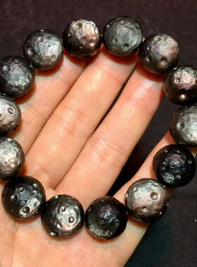 东海水晶银曜石陨石手链16MM男款霸气款男士生日礼物