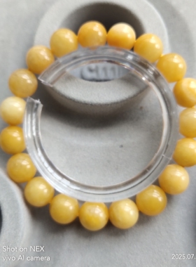 高级黄财神天然橘子石补土手链10MM可答疑