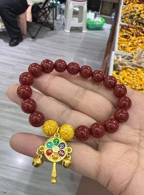 晶体朱砂雄黄法器手链解太岁补土补火10MM