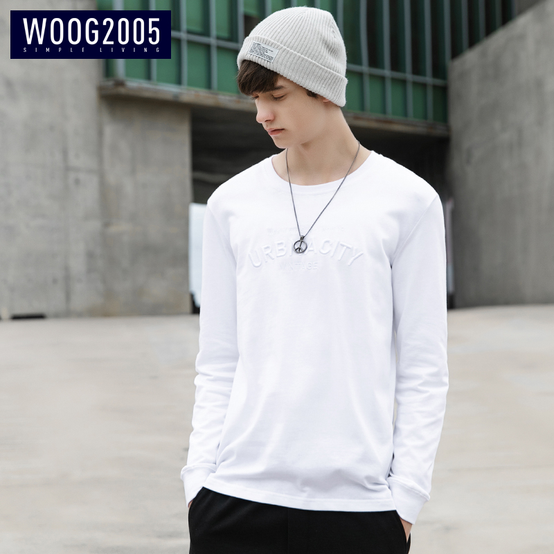 WOOG2005ÄÐÊ¿×Öĸ´ÌÐå°×É«³¤ÐätÐô 2018Ç^п°æÐÞÉíÔ²ÁìÌåÐô