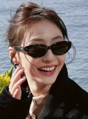 Jennie新款gm复古猫眼墨镜女小脸高级感小框欧美街拍辣妹太阳眼镜