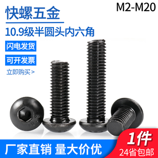 10.9级半圆头内六角螺丝 杯盘头内六方螺栓 M2M3M4M8M12M16M20圆元