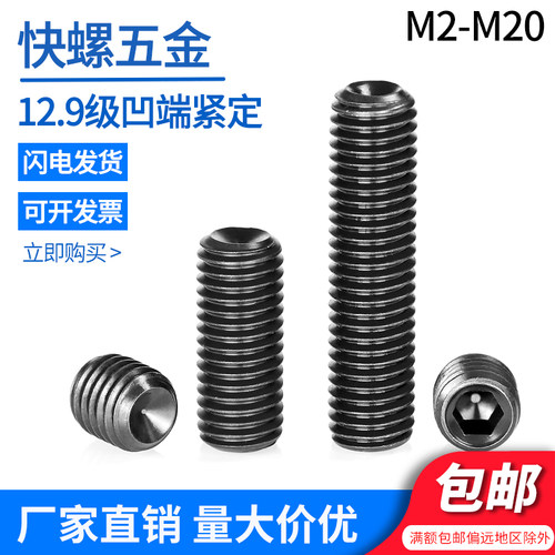 12.9级内六角凹端紧定螺丝M2-M20