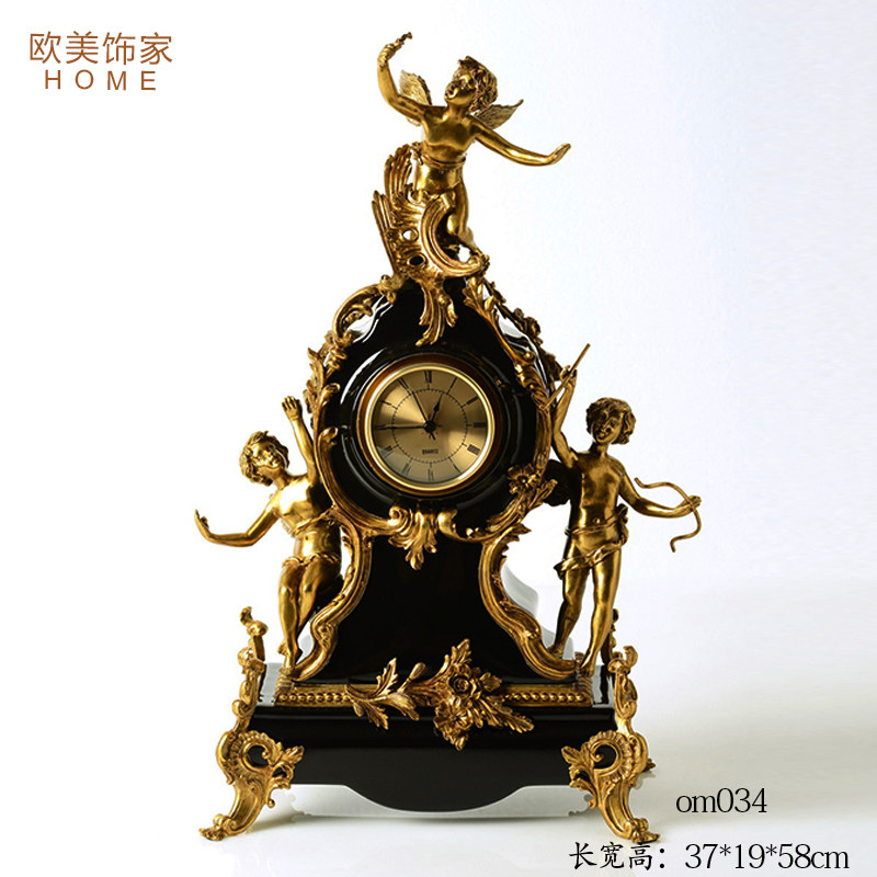 美式风陶瓷天使台灯时钟摆件特价