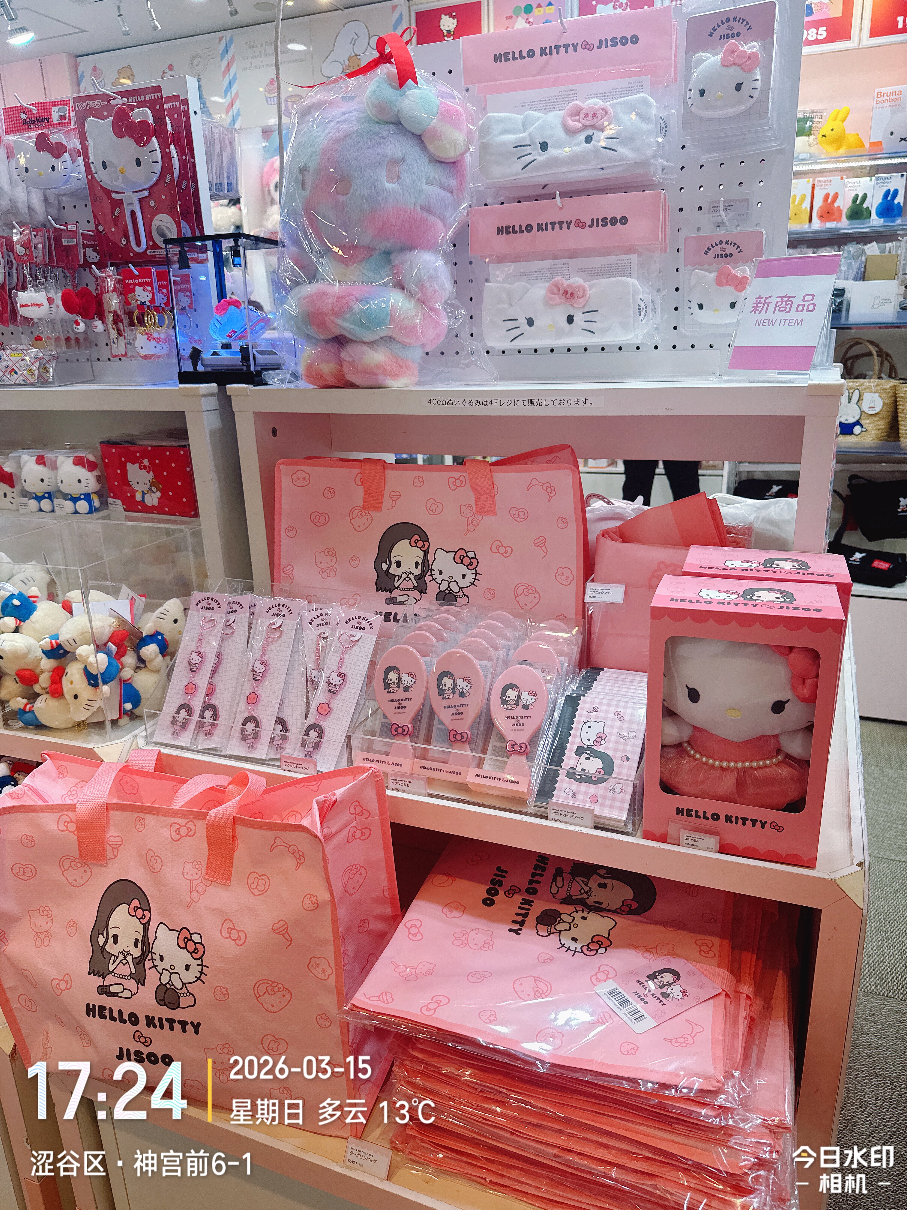 日本代购 原宿正版 HelloKitty×Jisoo联名粉色周边 挂件玩偶文具