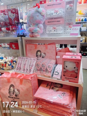 日本代购 原宿正版 HelloKitty×Jisoo联名粉色周边 挂件玩偶文具