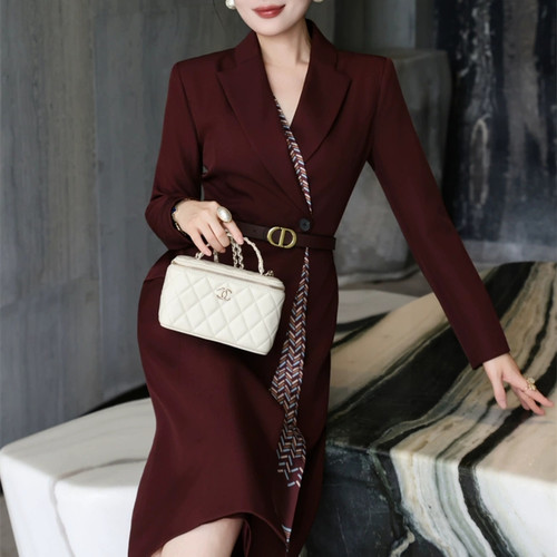 IDA法式收腰通勤西装连衣裙