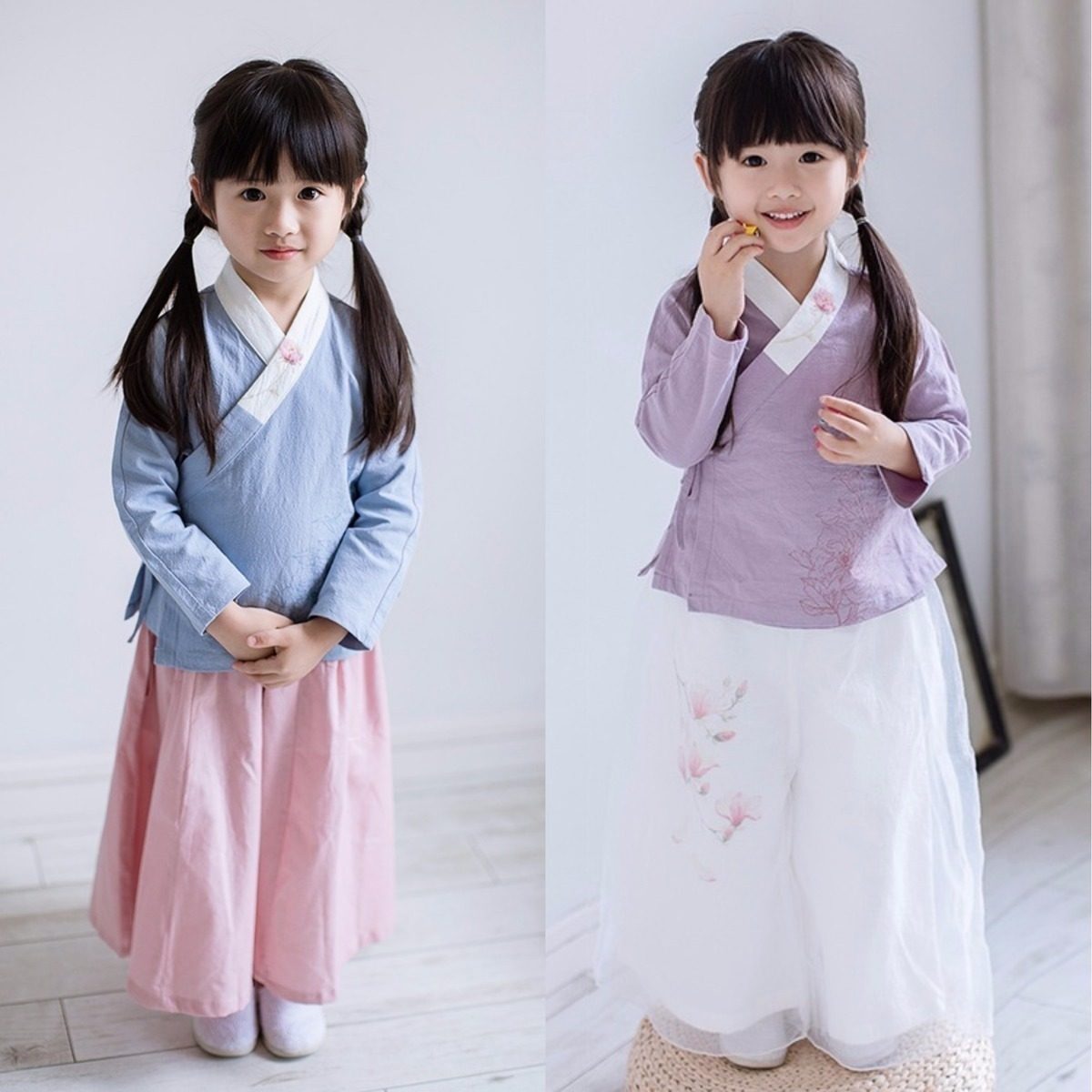 春装新款复古交领改良宝宝汉服图片