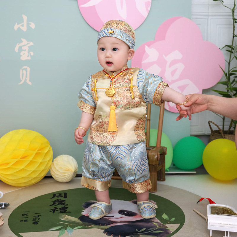 周岁礼服宝宝薄款抓周服男童夏季