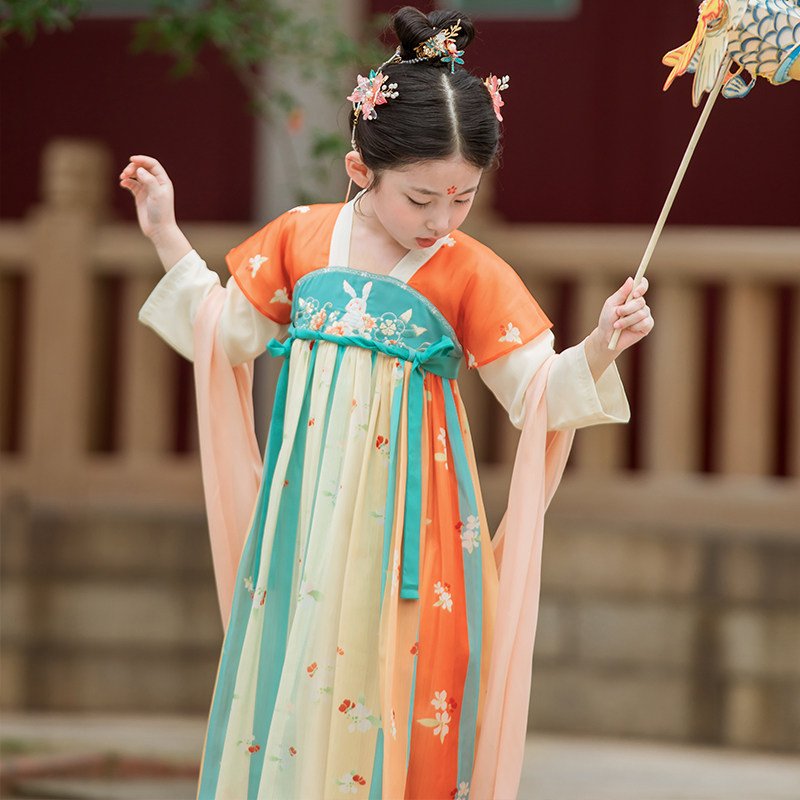 贝优可春秋汉服襦裙女童超仙敦煌
