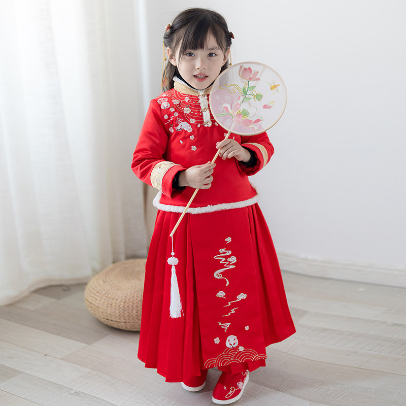 唐装女童冬中国风中式新年装加绒