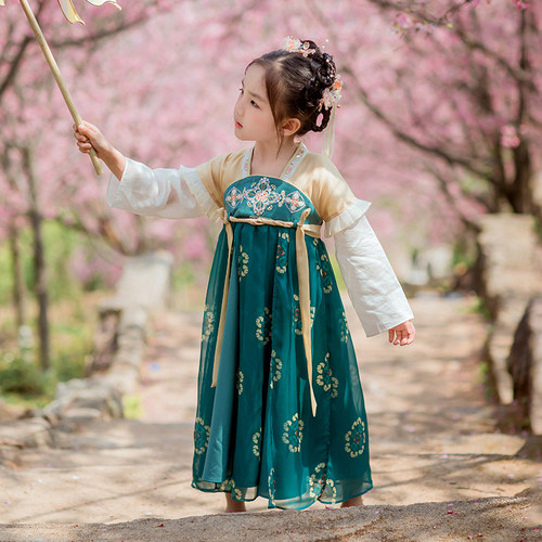 春款女童汉服敦煌刺绣古风襦裙