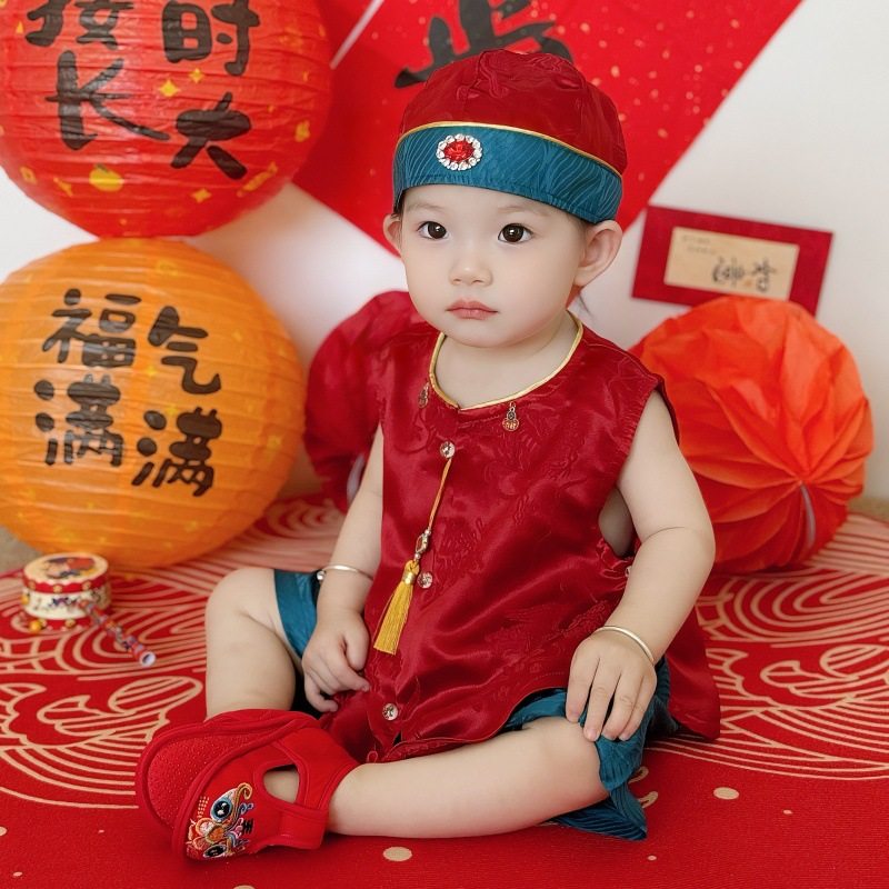 夏季男宝宝周岁礼服抓周服套装