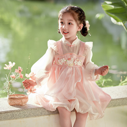 贝优可春夏女童洛丽塔汉服短裙