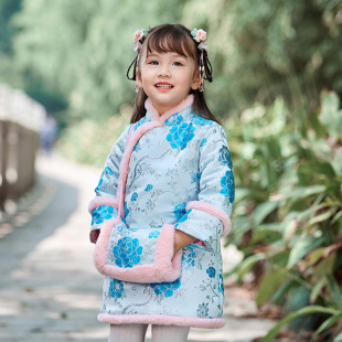 女童旗袍冬儿童汉服女冬装中国风加厚拜年服新年衣服棉服宝宝唐装
