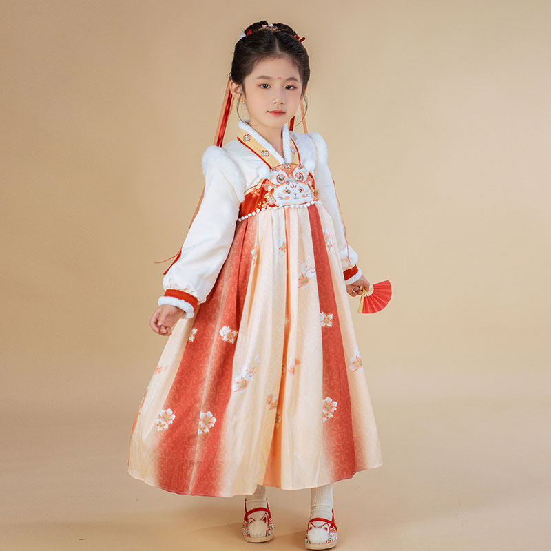 贝优可冬装汉服新品加绒连衣裙
