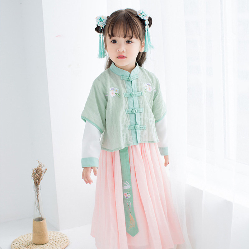 儿童汉服襦裙女宝宝小孩长袖超仙