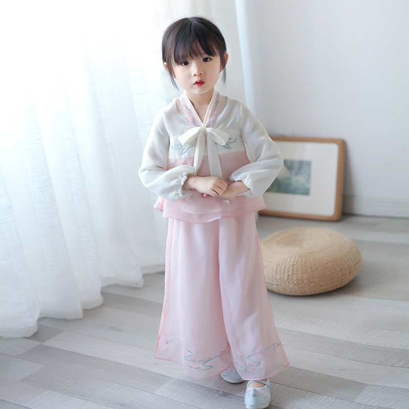 唐装贝优可汉服女童春秋套装