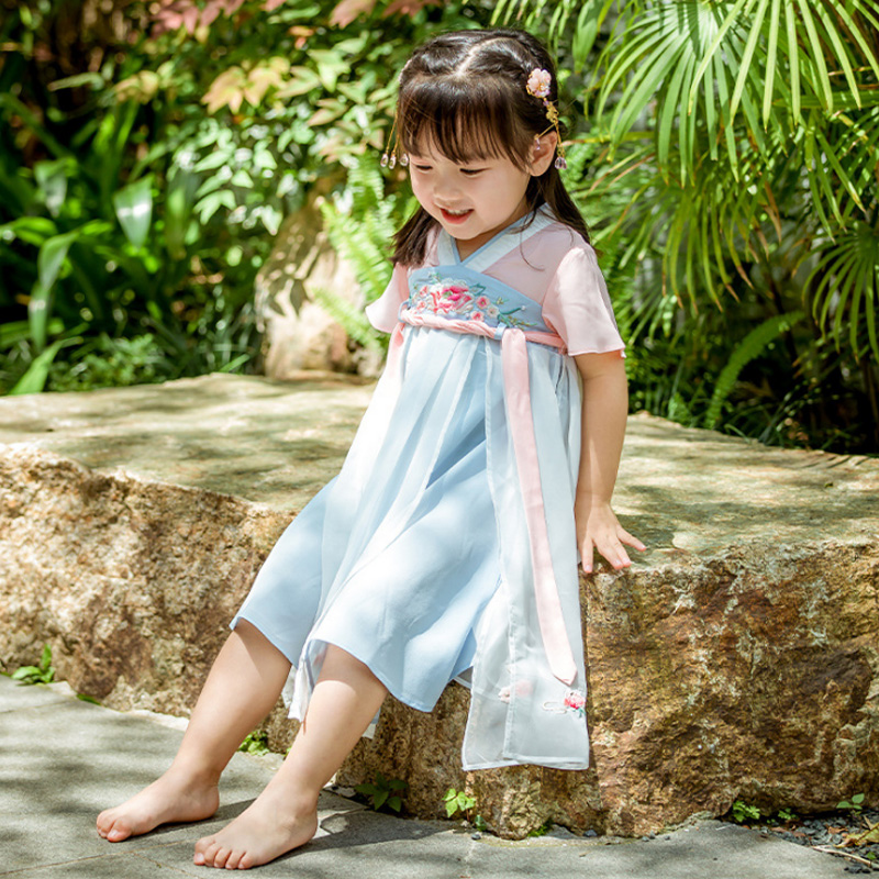 汉服女童夏季刺绣超仙公主裙古装