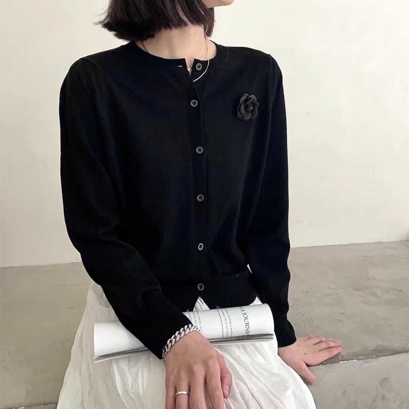 赵四小姐羊毛针织衫2023秋冬新款长袖开衫宽松薄款外套女外搭上衣