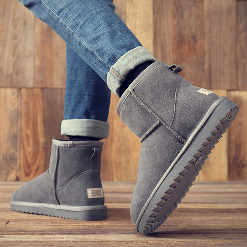 加绒加厚真皮棉鞋东北面包雪地靴