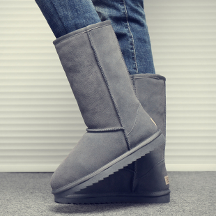 冬季雪地靴男加绒防滑高筒棉靴加厚保暖高帮真皮大码东北男士棉鞋