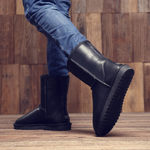 男士中筒厚加绒高帮大码雪地靴