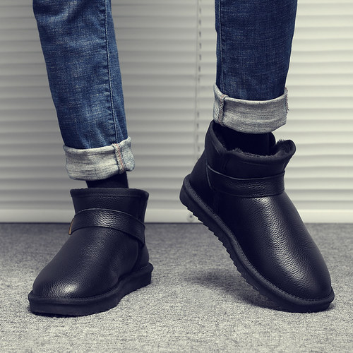 冬季防水雪地搭扣保暖男士靴子