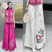 马甲上衣 开衫 背心坎肩绣花立领短款 重工刺绣盘口马夹包边唐装