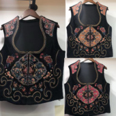 2024新款 背心马甲 坎肩重工刺绣花马夹上衣妈妈装 古风拉链开衫 无袖