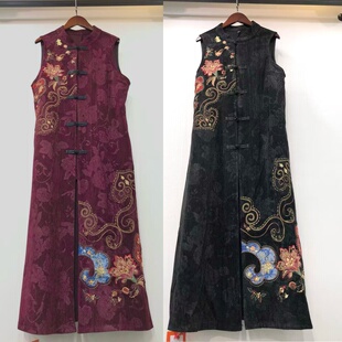 2026春季新款中国风女装无袖坎肩中长款马甲无袖风衣马夹