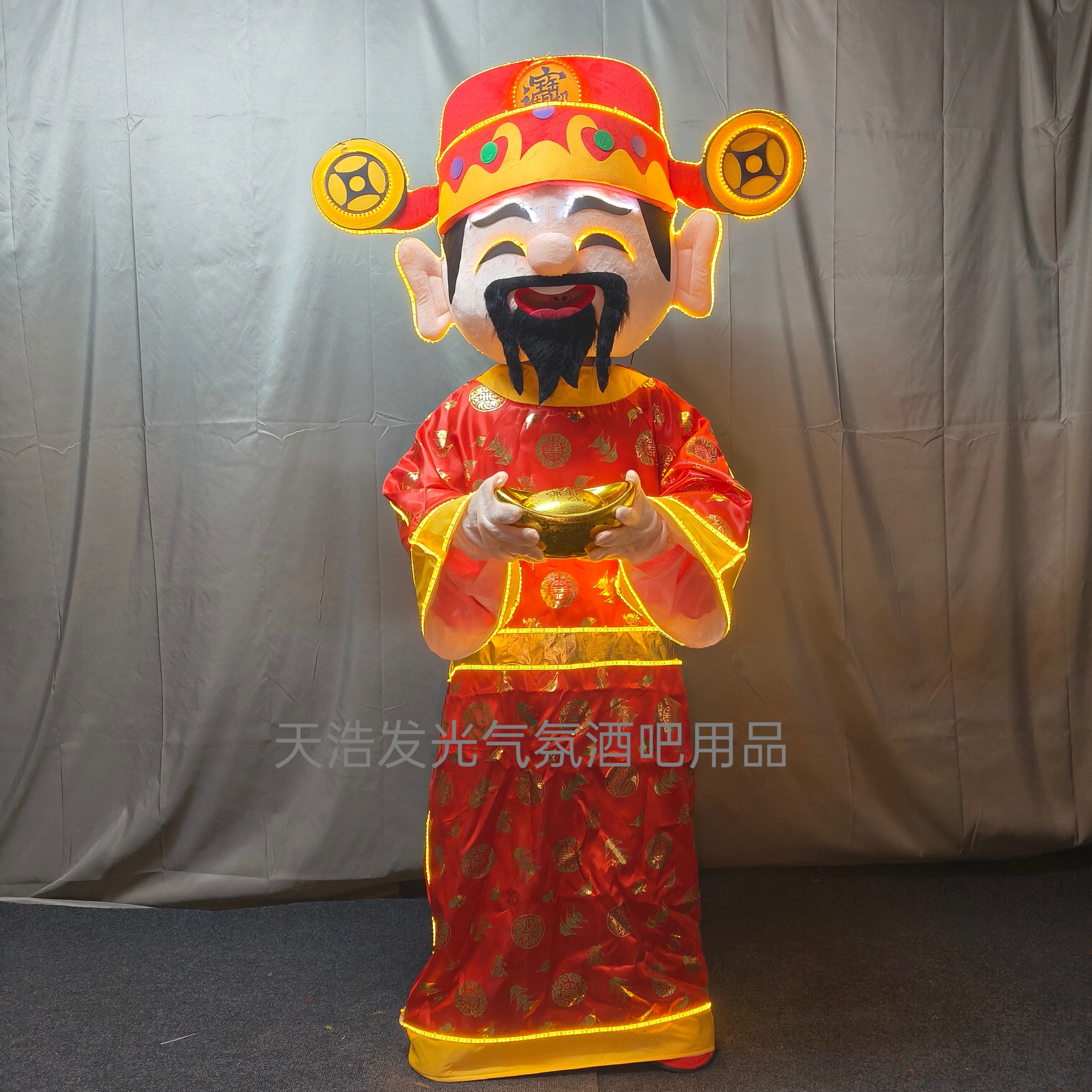 LED发光财神爷人偶服酒吧巡游