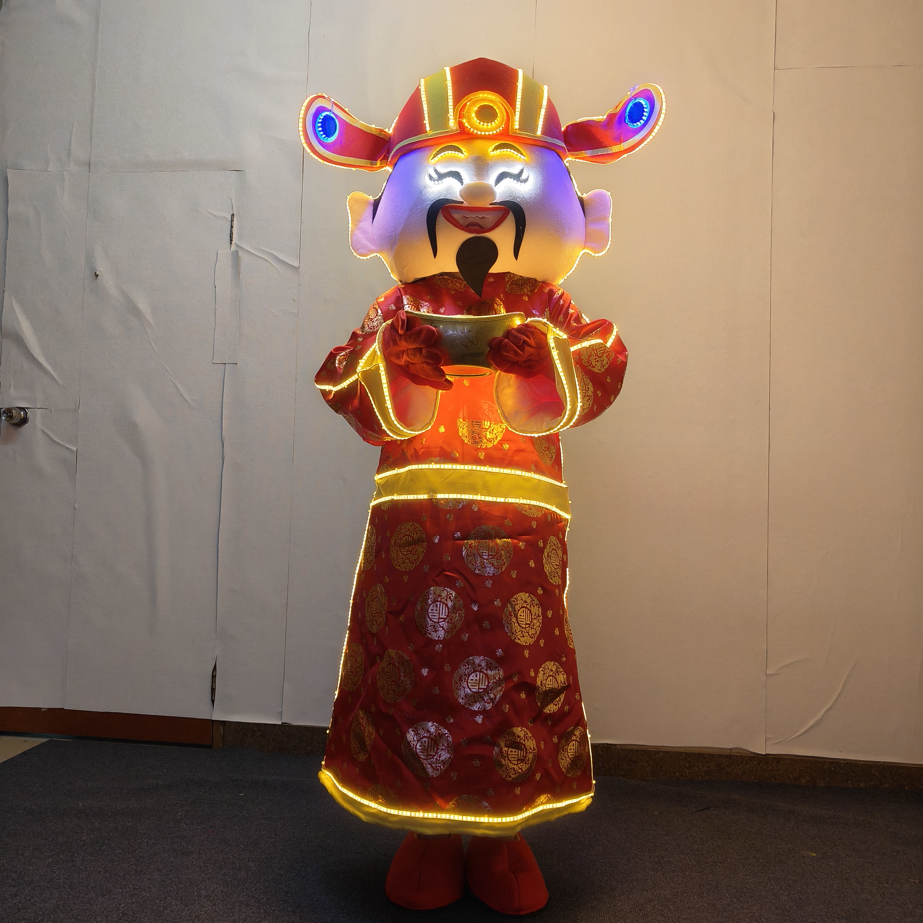 LED发光财神发光人偶服酒吧巡游表演吉祥物年会活动道具财神玩偶