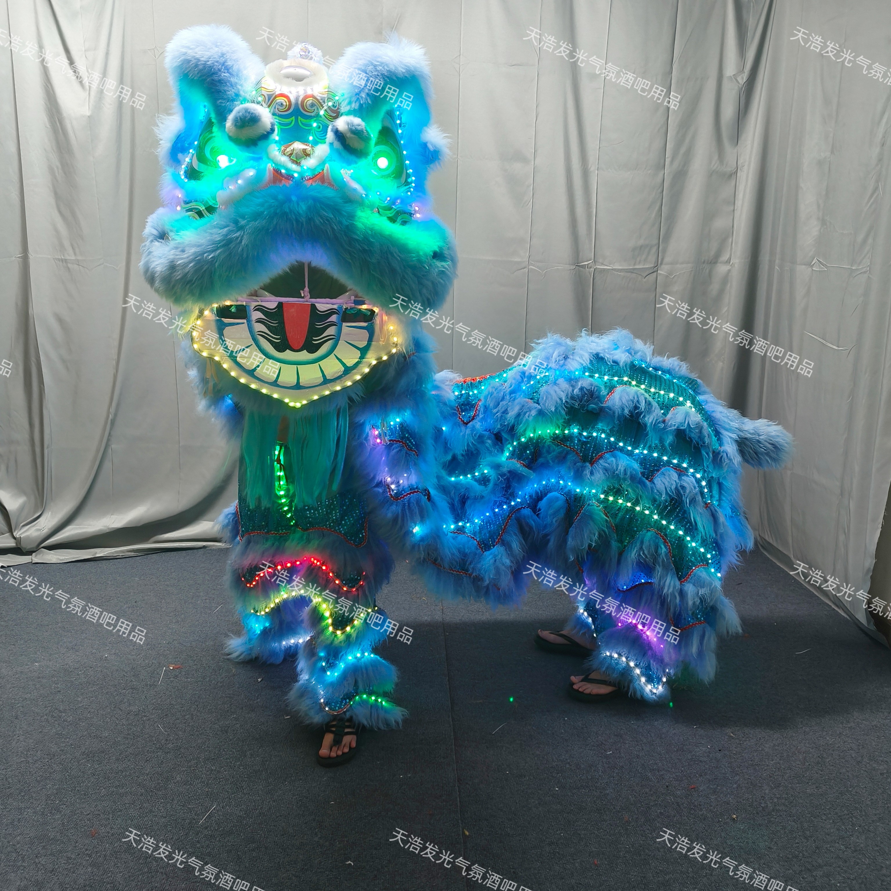 LED发光南狮醒狮羊毛狮整套