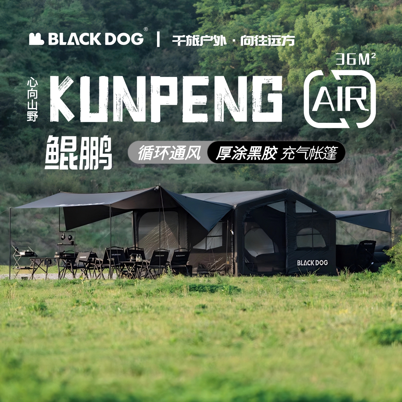 黑狗自动充气帐篷户外便携