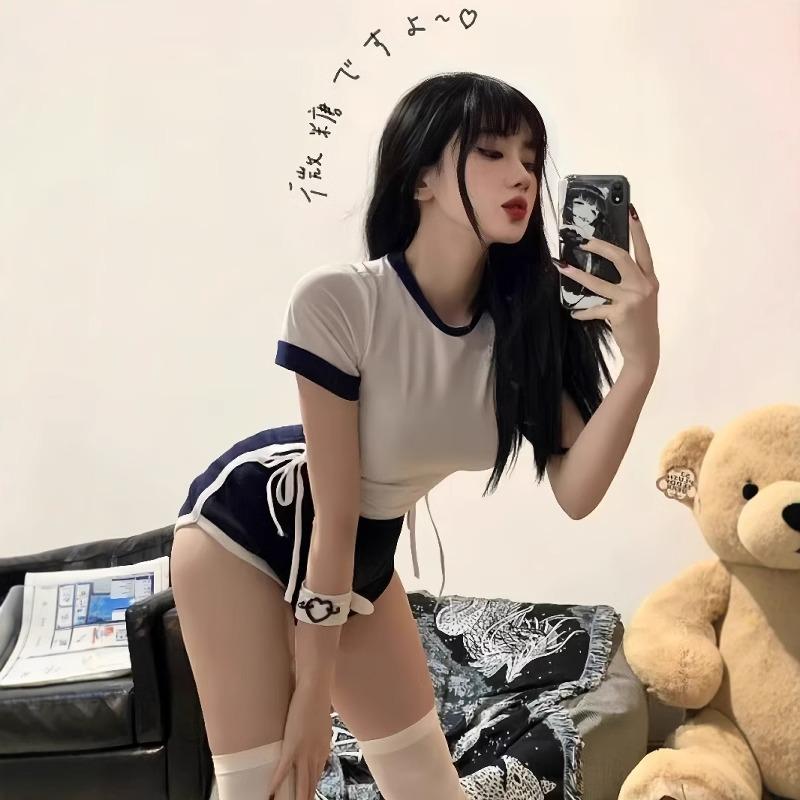 大码日系性感可外连体衣穿套装