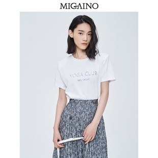 MN22RA025 简约圆领纯色短袖 Migaino曼娅奴休闲T恤女2023夏季 新款