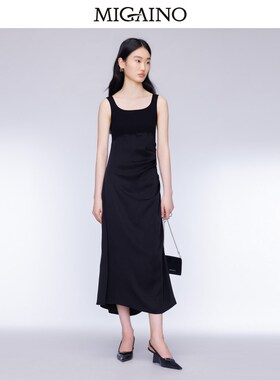 曼娅奴2024年秋季新款时尚设计感拼接背心裙女装MO32DE050