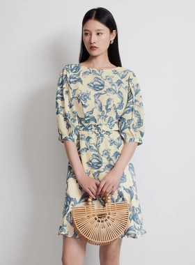 女装2025年春新款轻奢高级感别致艺术印花连衣裙MP14DB649