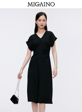 Migaino曼娅奴女装2024年夏季新款设计感气质收腰连衣裙MO22DA101