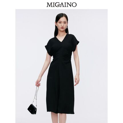 Migaino曼娅奴女装2024年夏季新款设计感气质收腰连衣裙MO22DA101