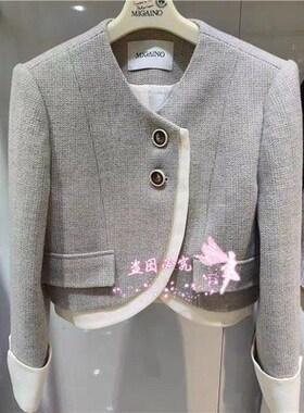 曼娅奴2023年新款春款女小香风白边时尚短款显瘦短外套MN12SC066