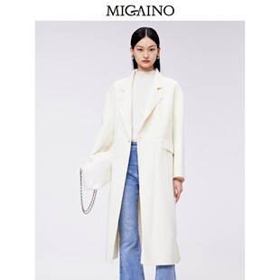 Migaino曼娅奴毛呢外套女中长款 双面呢子大衣MN42GB034 2023冬新款