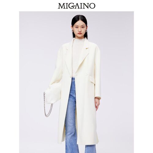 Migaino曼娅奴毛呢外套女中长款2023冬新款双面呢子大衣MN42GB034
