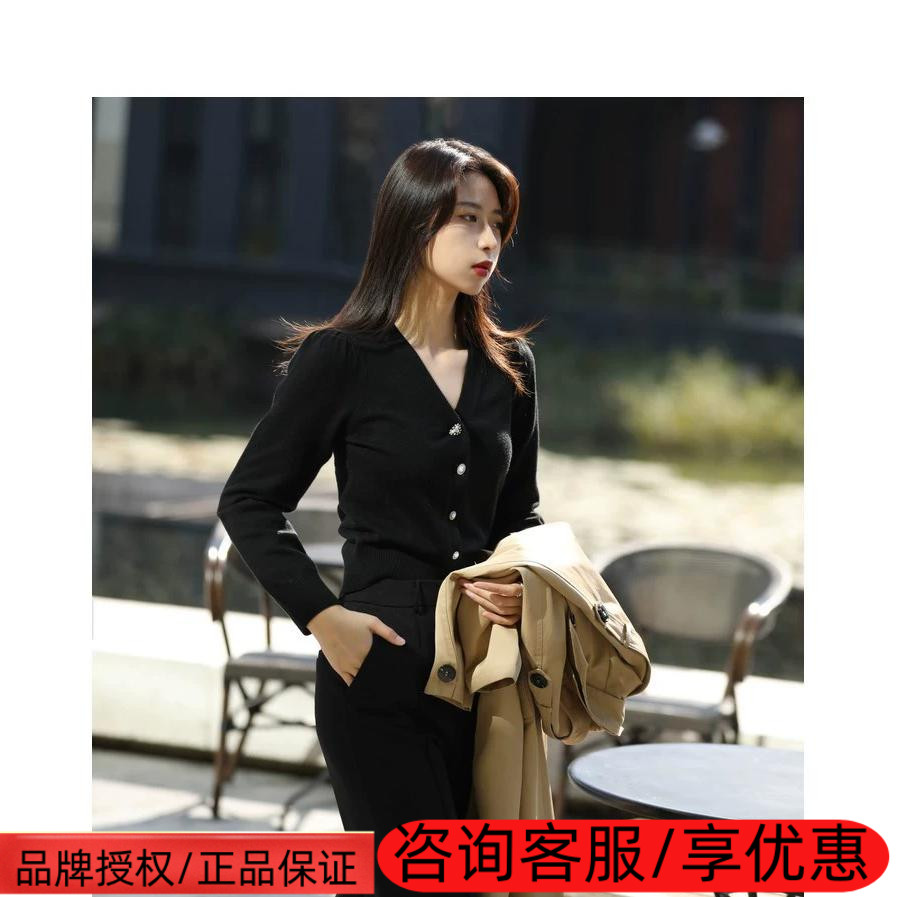 曼娅奴短款针织开衫2022早春外套