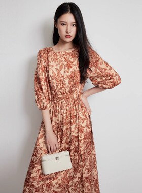 2025春款轻奢高级感印花连衣裙女MP14DB641